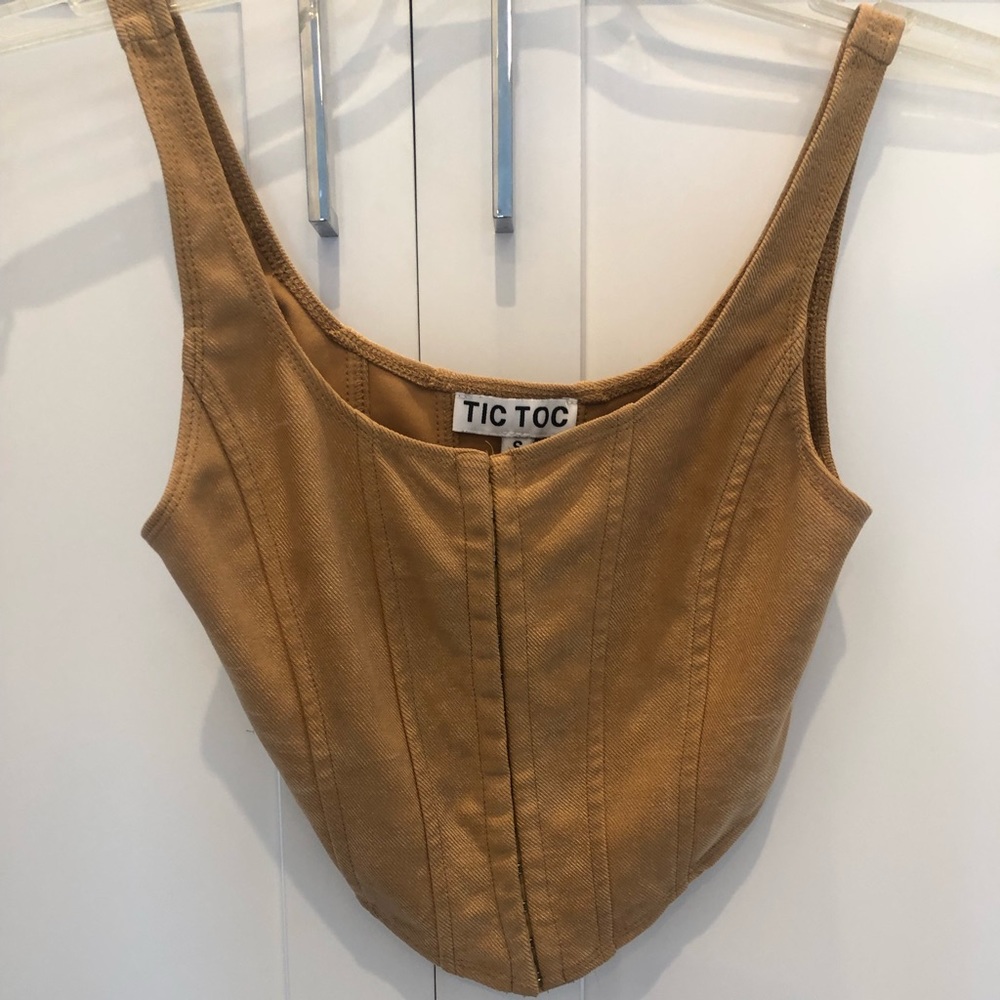 Tic Toc Strapless Tan Corset Top BNWOT